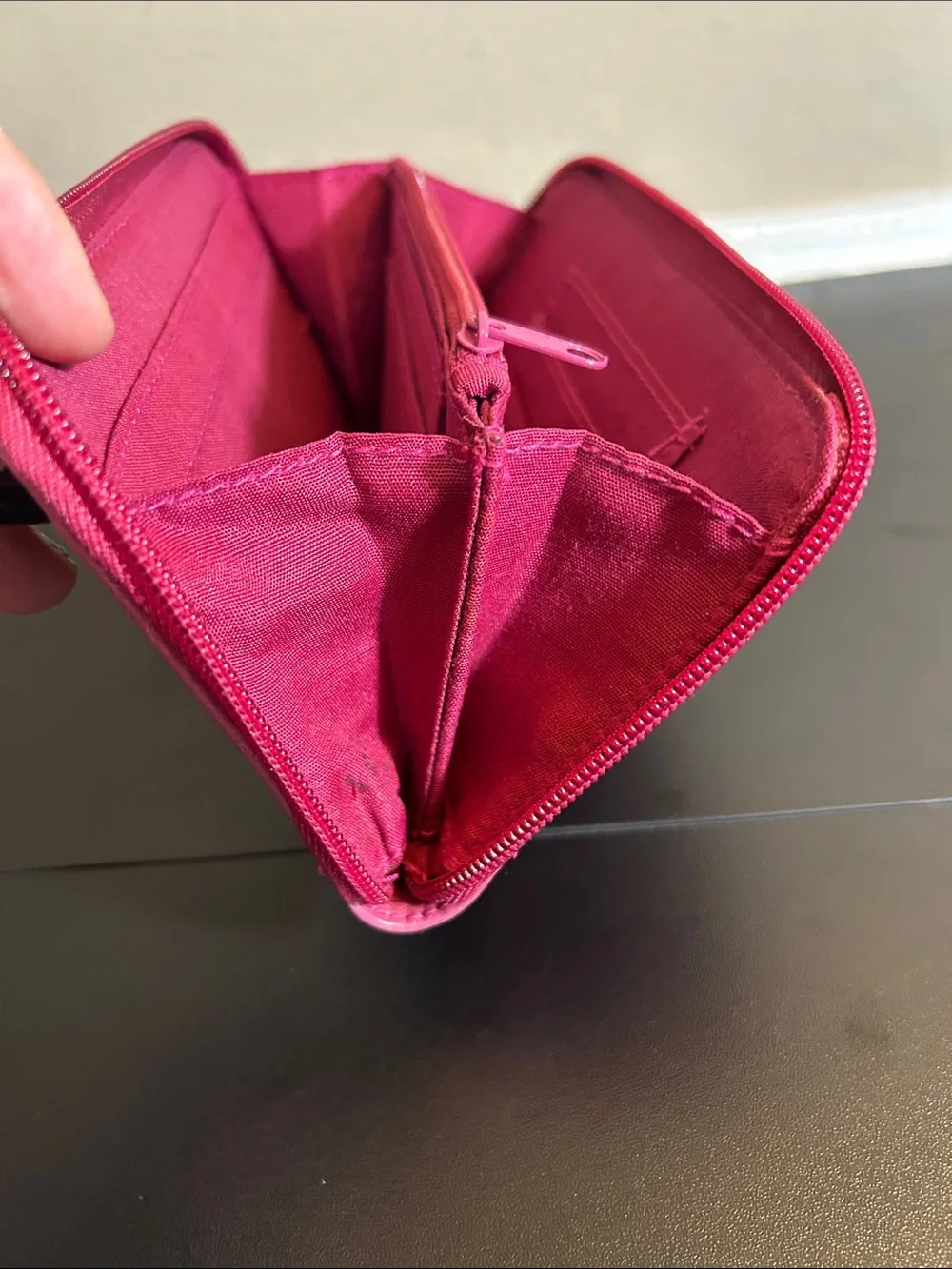 Rosetti Womens Wallet 7.25x4 Solid Pink Faux Leather Zip-Around Compartments